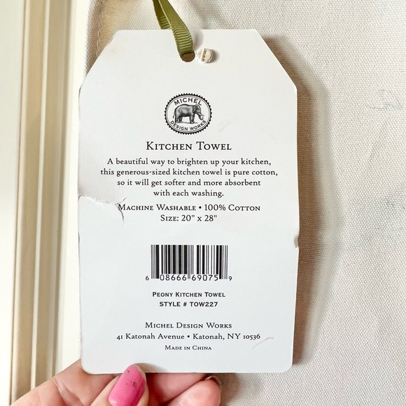 Tea Towel by Michel Design Works Vintage  Botanical Peony Floral and Butterflies - Picture 4 of 5